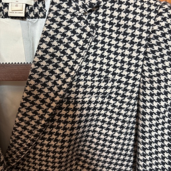 J Crew Houndstooth Schoolboy Blazer Black White Two Button Wool Blend Women’s 6 - Picture 5 of 8